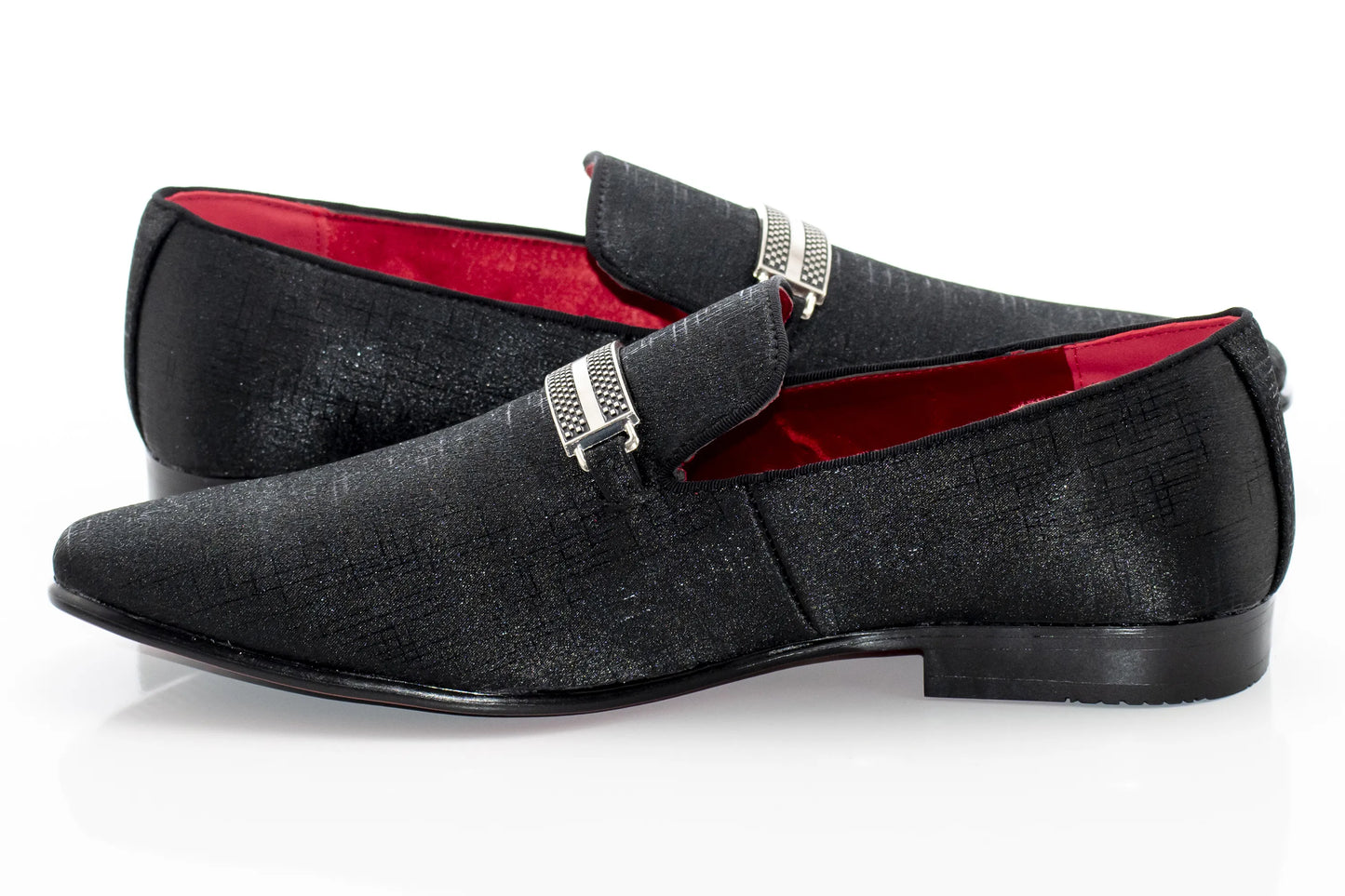 Black Textured Loafer With Rectangular Bit
