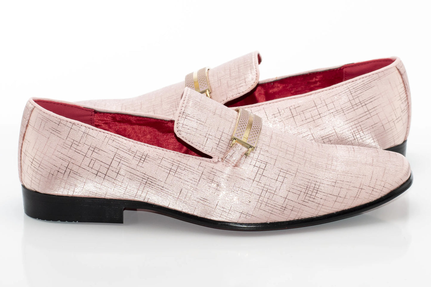 Salmon Textured Loafer With Rectangular Bit