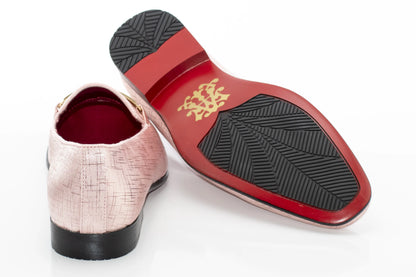 Salmon Textured Loafer With Rectangular Bit