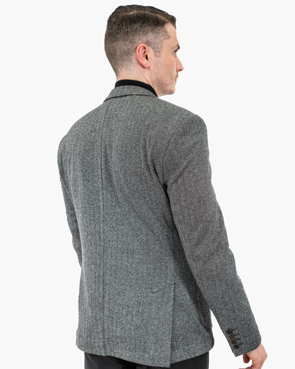 Knit Wool Herringbone 2-Piece Tailored-Fit Suit Jacket
