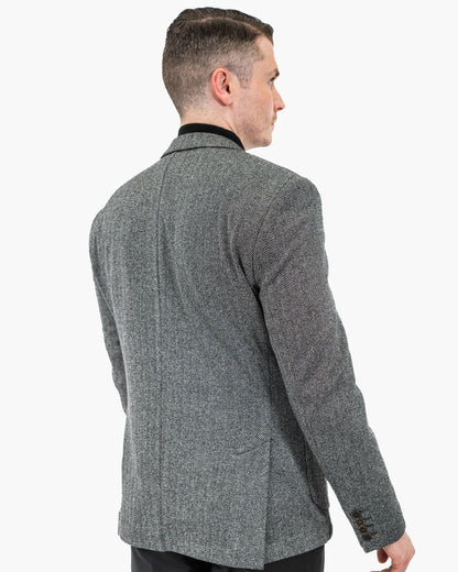 Knit Wool Herringbone 2-Piece Tailored-Fit Suit Jacket
