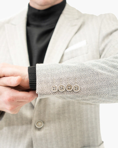 Knit Wool Herringbone 2-Piece Tailored-Fit Suit Jacket