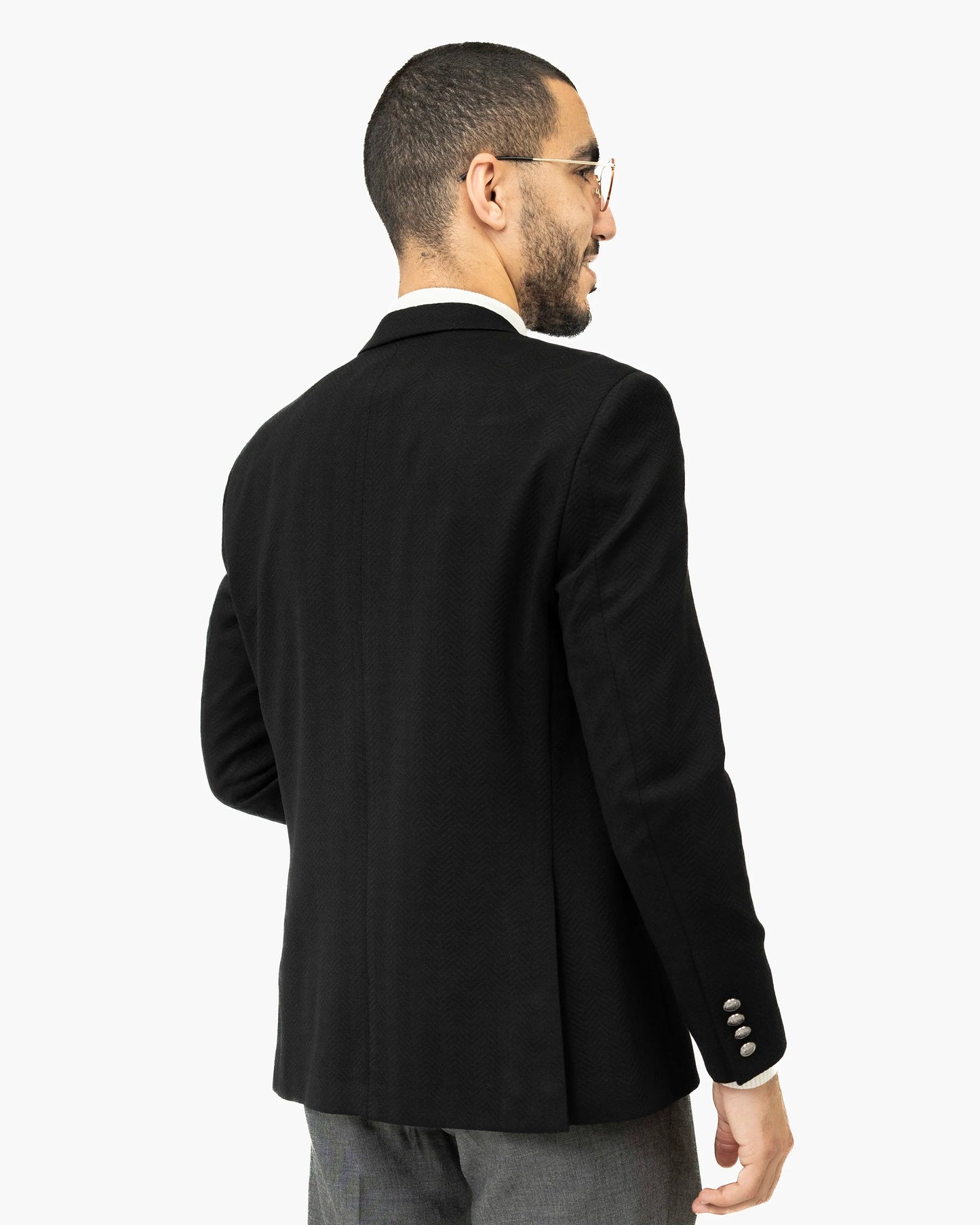 Herringbone Tailored-Fit Sport Coat with Peak Lapels