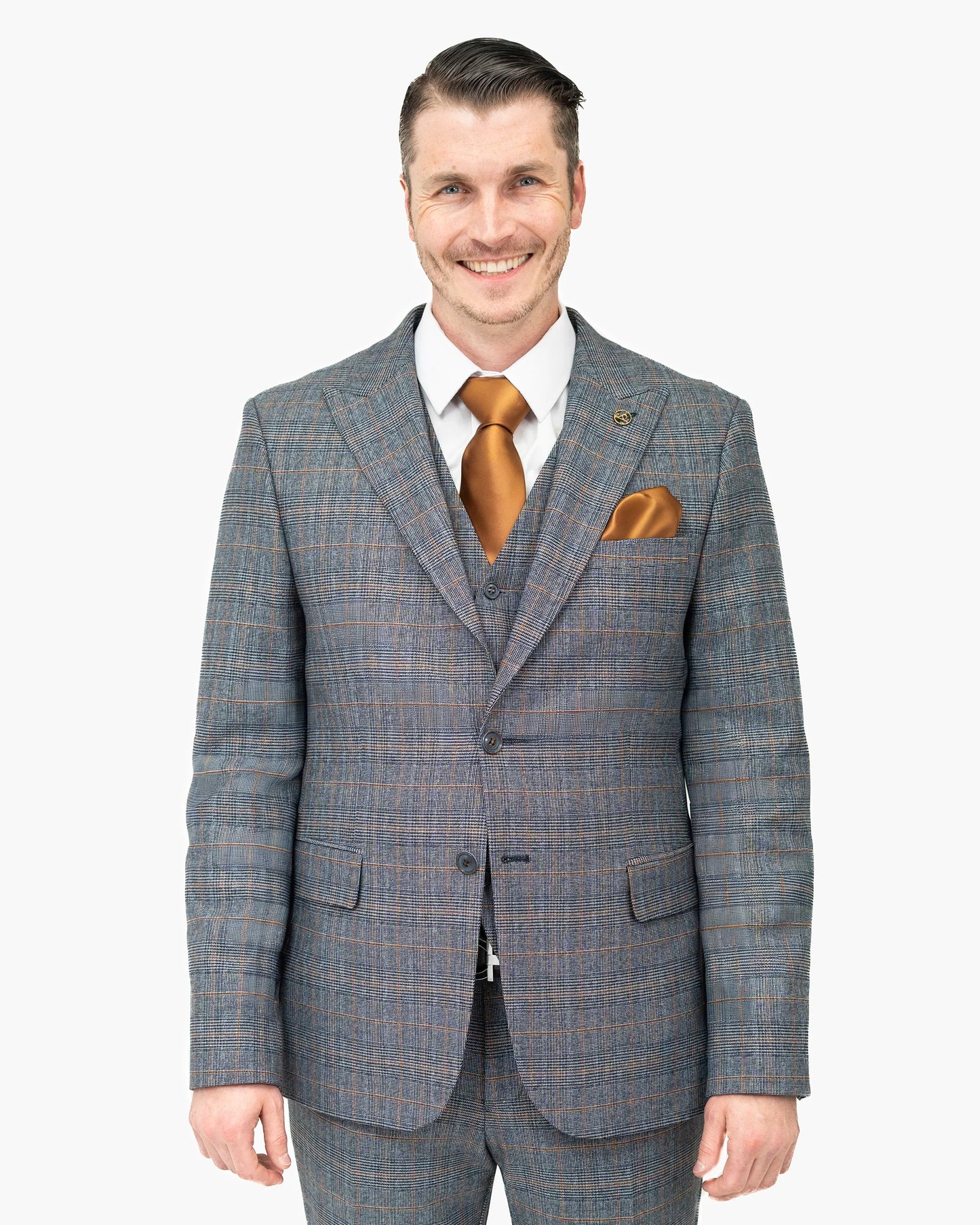 Black and Rust Glen Plaid 3-Piece Tailored-Fit Suit