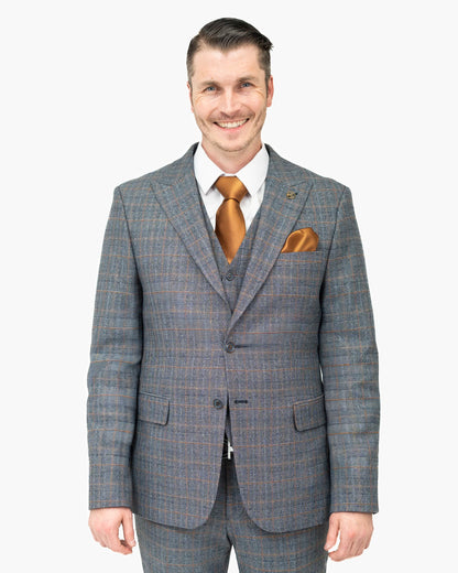 Black and Rust Glen Plaid 3-Piece Tailored-Fit Suit