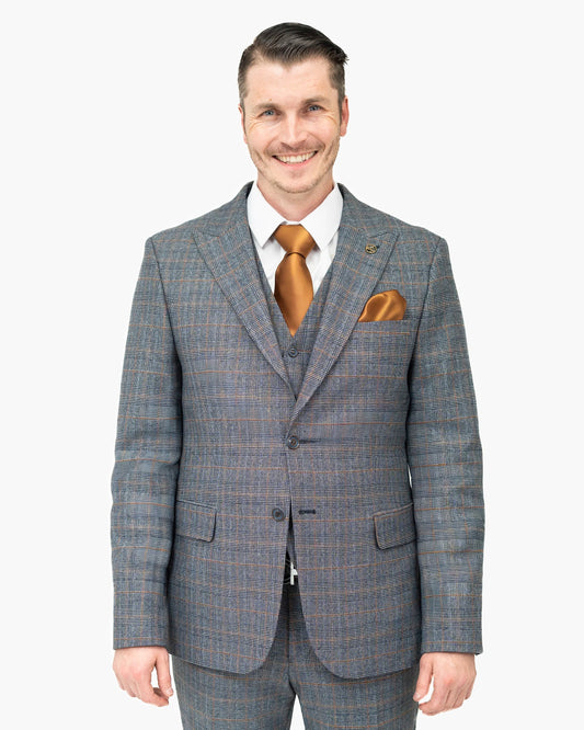 Black and Rust Glen Plaid 3-Piece Tailored-Fit Suit