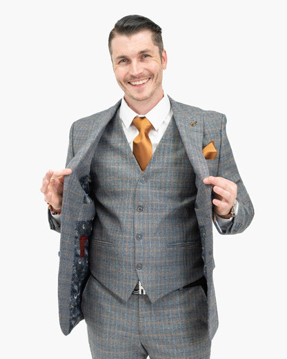Black and Rust Glen Plaid 3-Piece Tailored-Fit Suit