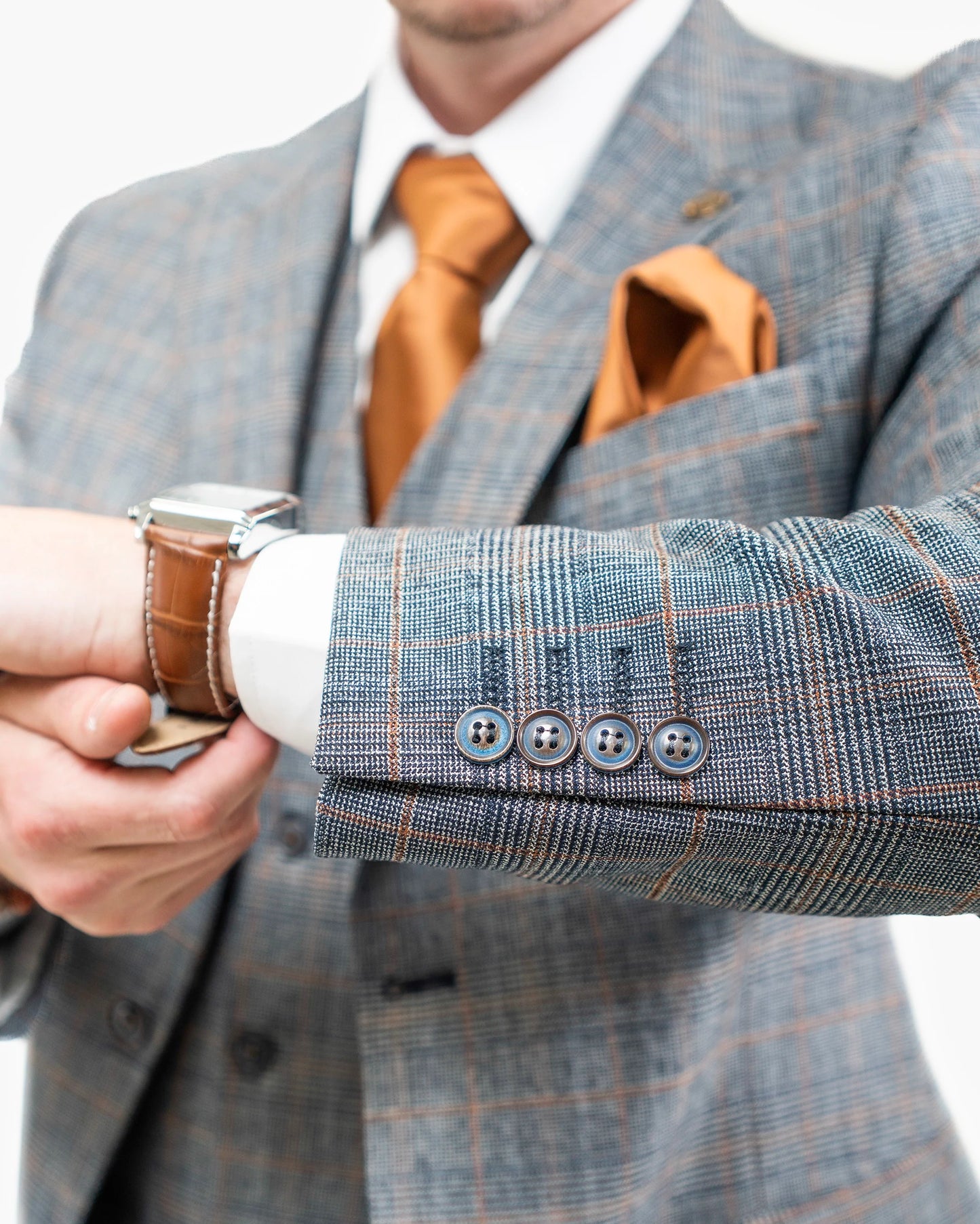 Black and Rust Glen Plaid 3-Piece Tailored-Fit Suit