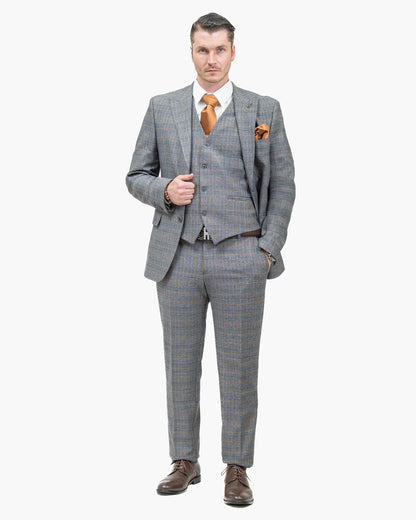 Black and Rust Glen Plaid 3-Piece Tailored-Fit Suit