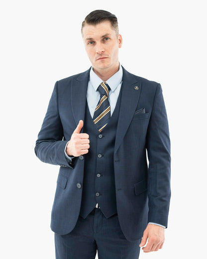 Navy 3-Piece Tailored-Fit Twill Suit