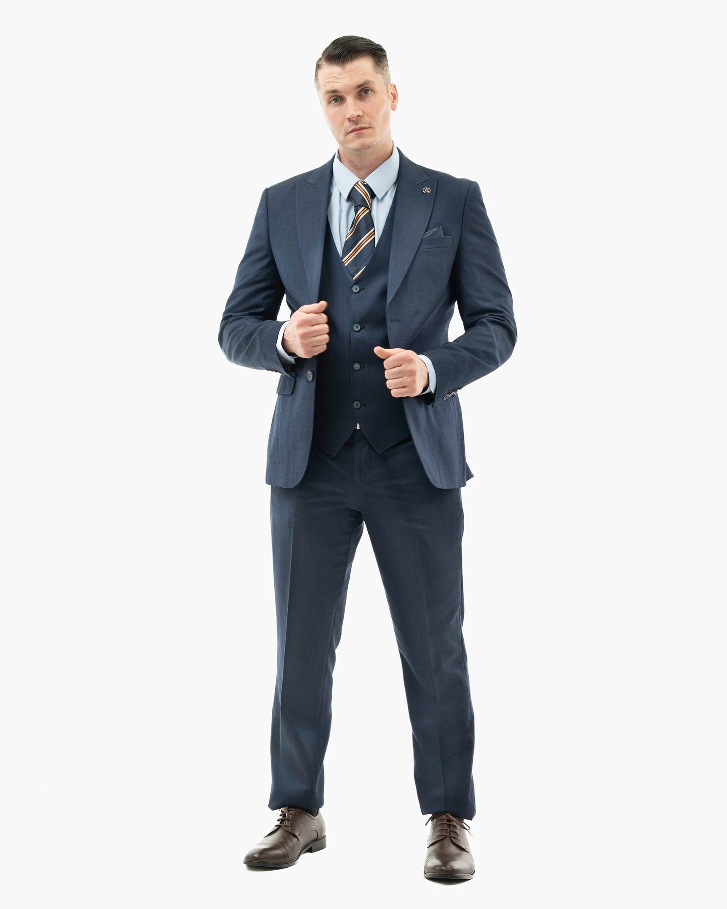 Navy 3-Piece Tailored-Fit Twill Suit