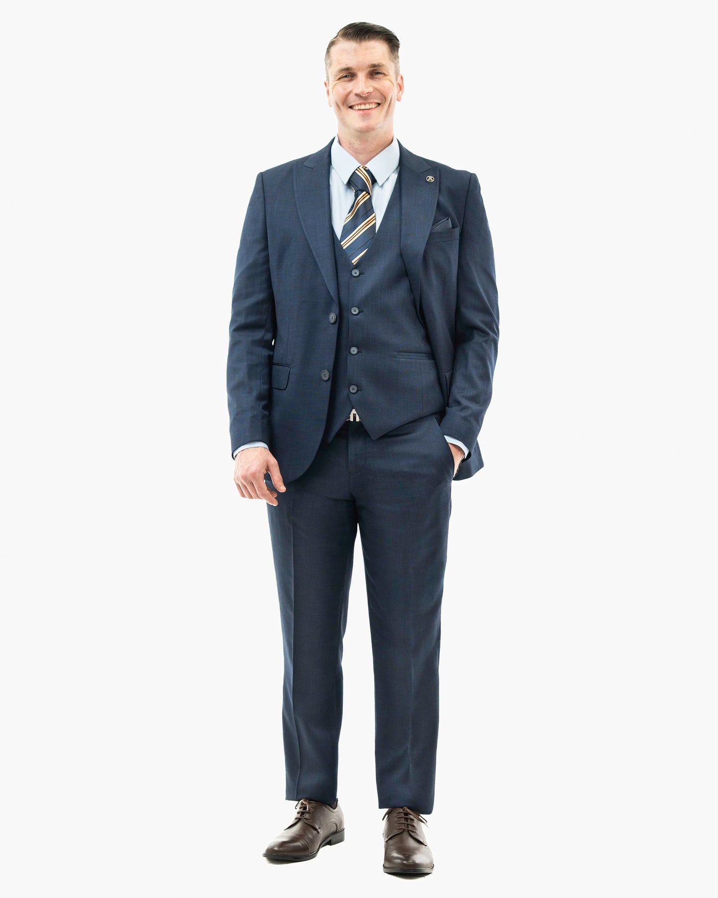 Navy 3-Piece Tailored-Fit Twill Suit