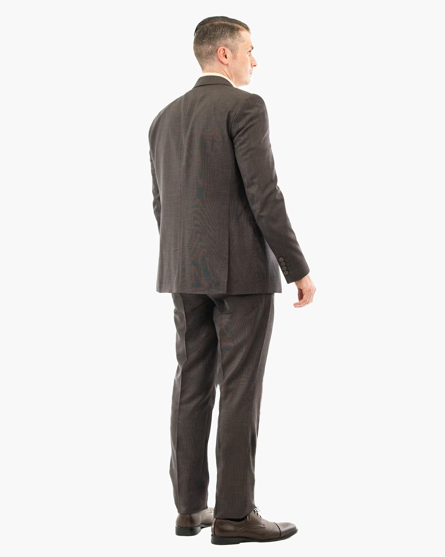 Brown Birdseye 3-Piece Tailored-Fit Suit