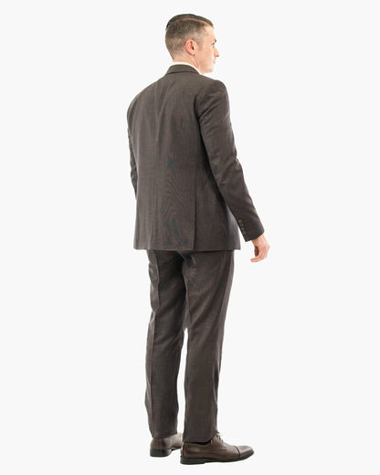 Brown Birdseye 3-Piece Tailored-Fit Suit