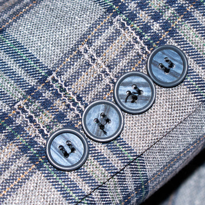 Gray and Blue Plaid 3-Piece Tailored-Fit Suit