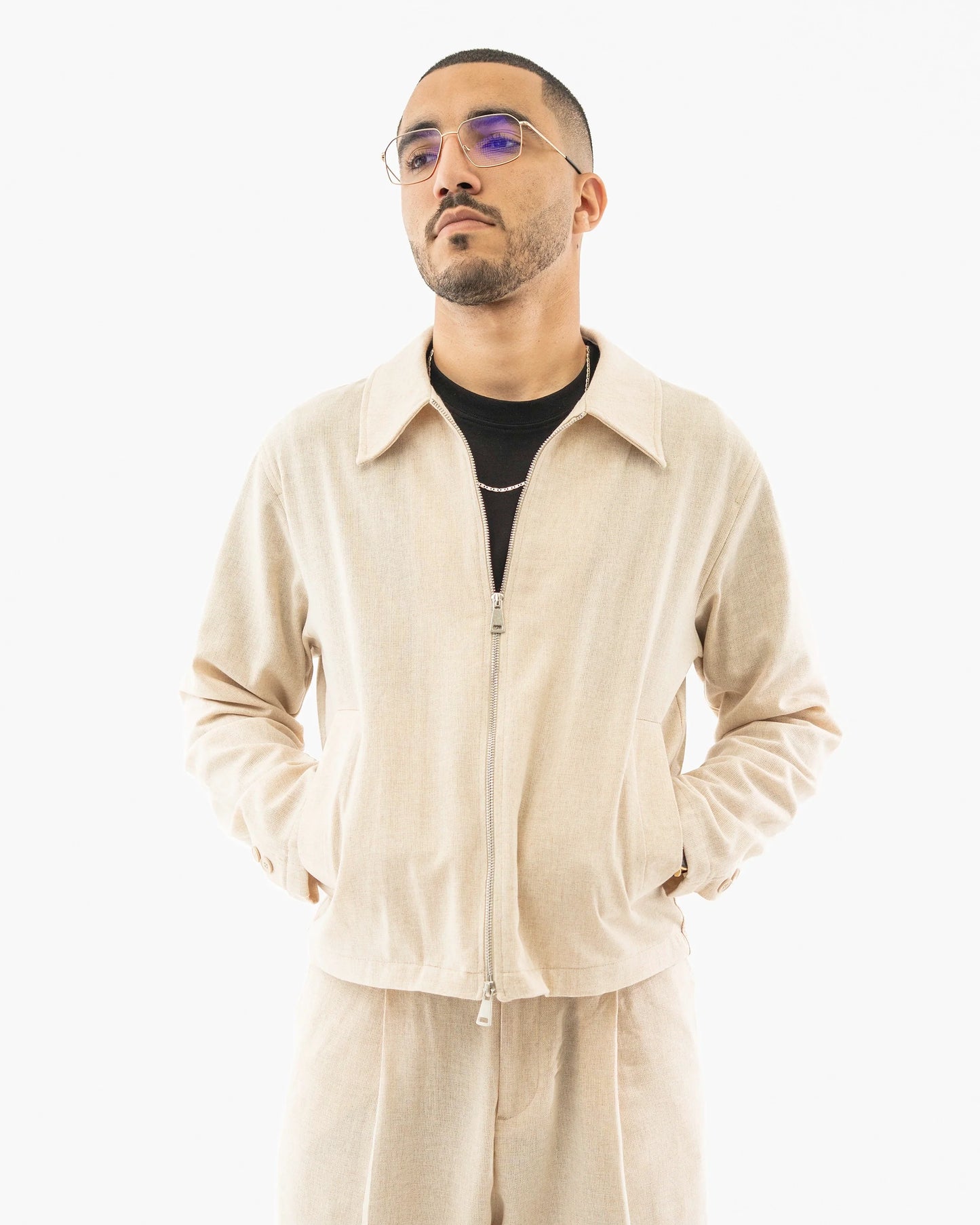 Cotton Blend Zip Lounge Suit
