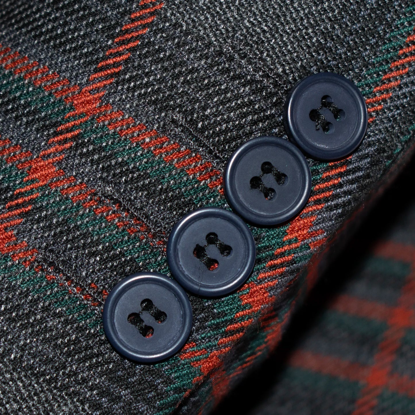 Charcoal and Rust Plaid 3-Piece Tailored-Fit Suit