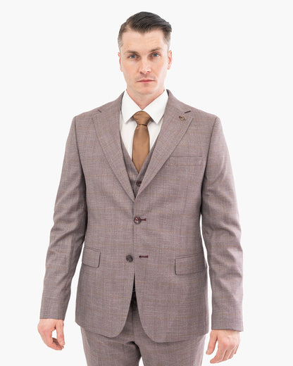 Burgundy Glen Plaid 3-Piece Tailored-Fit Suit