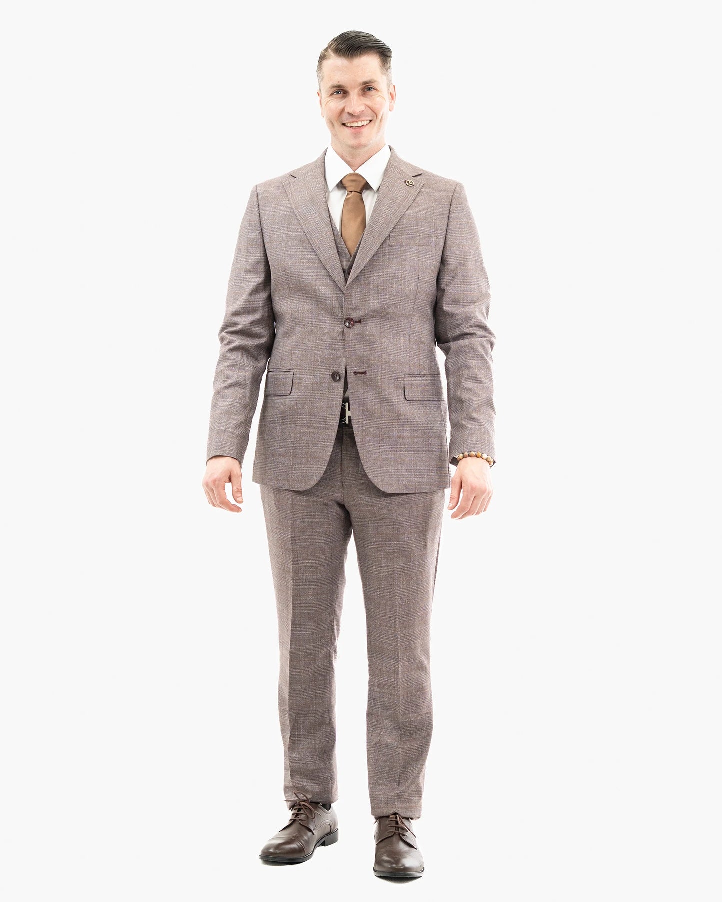 Burgundy Glen Plaid 3-Piece Tailored-Fit Suit