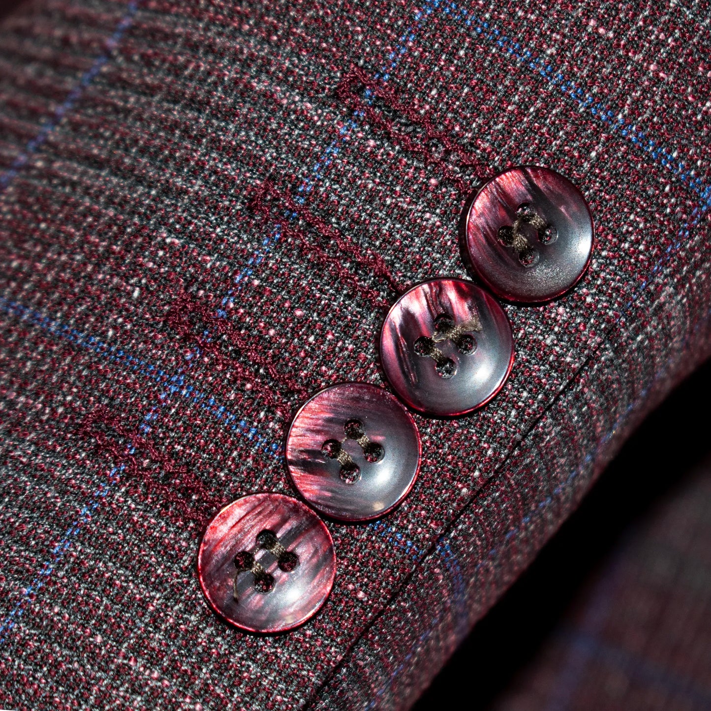 Burgundy Windowpane 3-Piece Tailored-Fit Suit