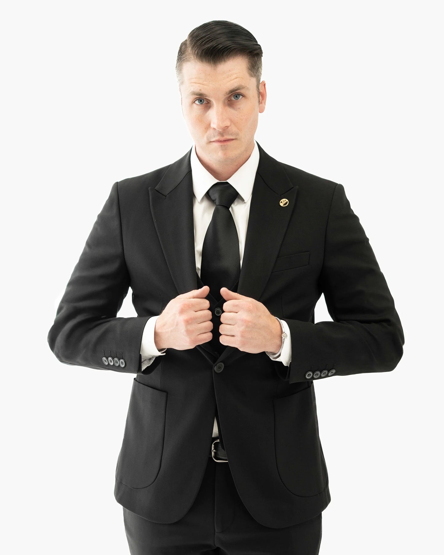 Black Essential 3-Piece Tailored-Fit Suit