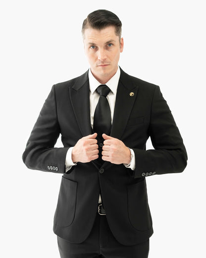 Black Essential 3-Piece Tailored-Fit Suit