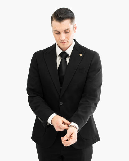 Black Essential 3-Piece Tailored-Fit Suit