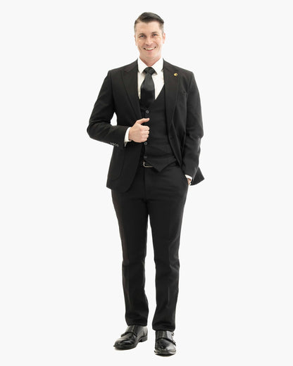 Black Essential 3-Piece Tailored-Fit Suit