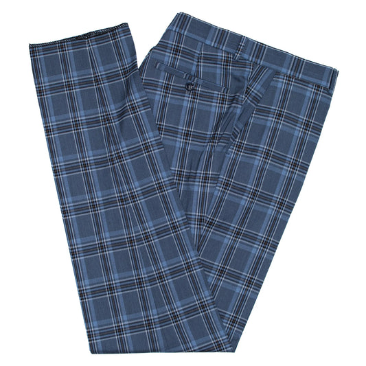 Blue Plaid Tailored-Fit Pants