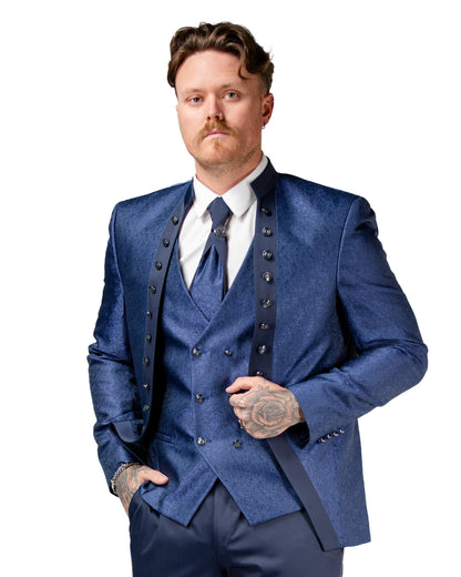 Alistair | Royal Blue Damask 3-Piece Slim-Fit Western Tuxedo