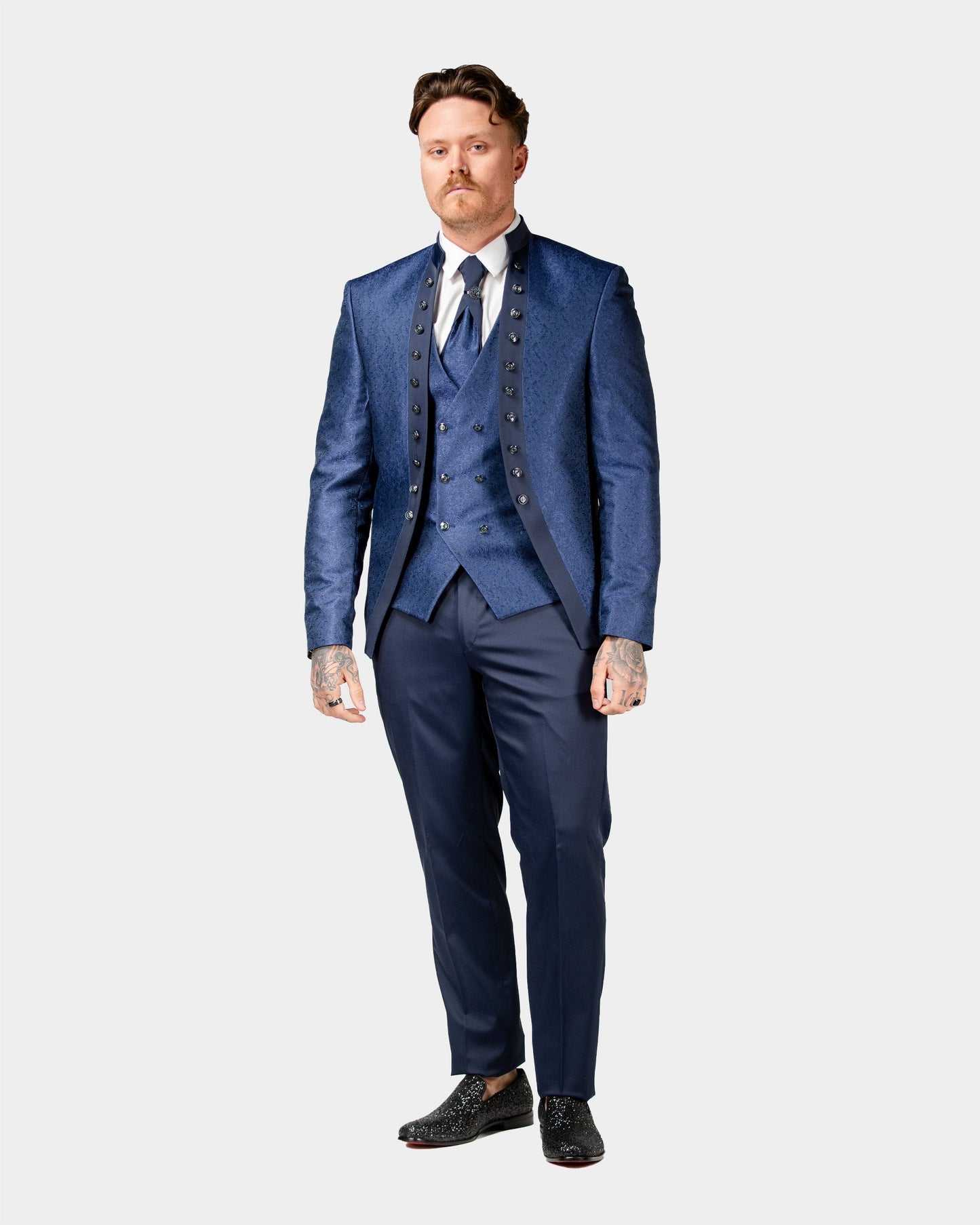 Alistair | Royal Blue Damask 3-Piece Slim-Fit Western Tuxedo