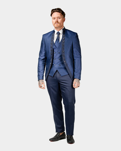 Alistair | Royal Blue Damask 3-Piece Slim-Fit Western Tuxedo