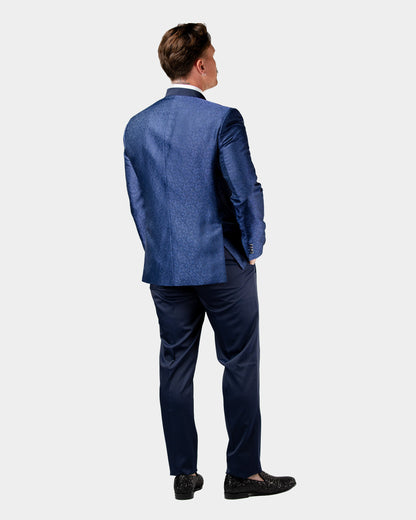 Alistair | Royal Blue Damask 3-Piece Slim-Fit Western Tuxedo