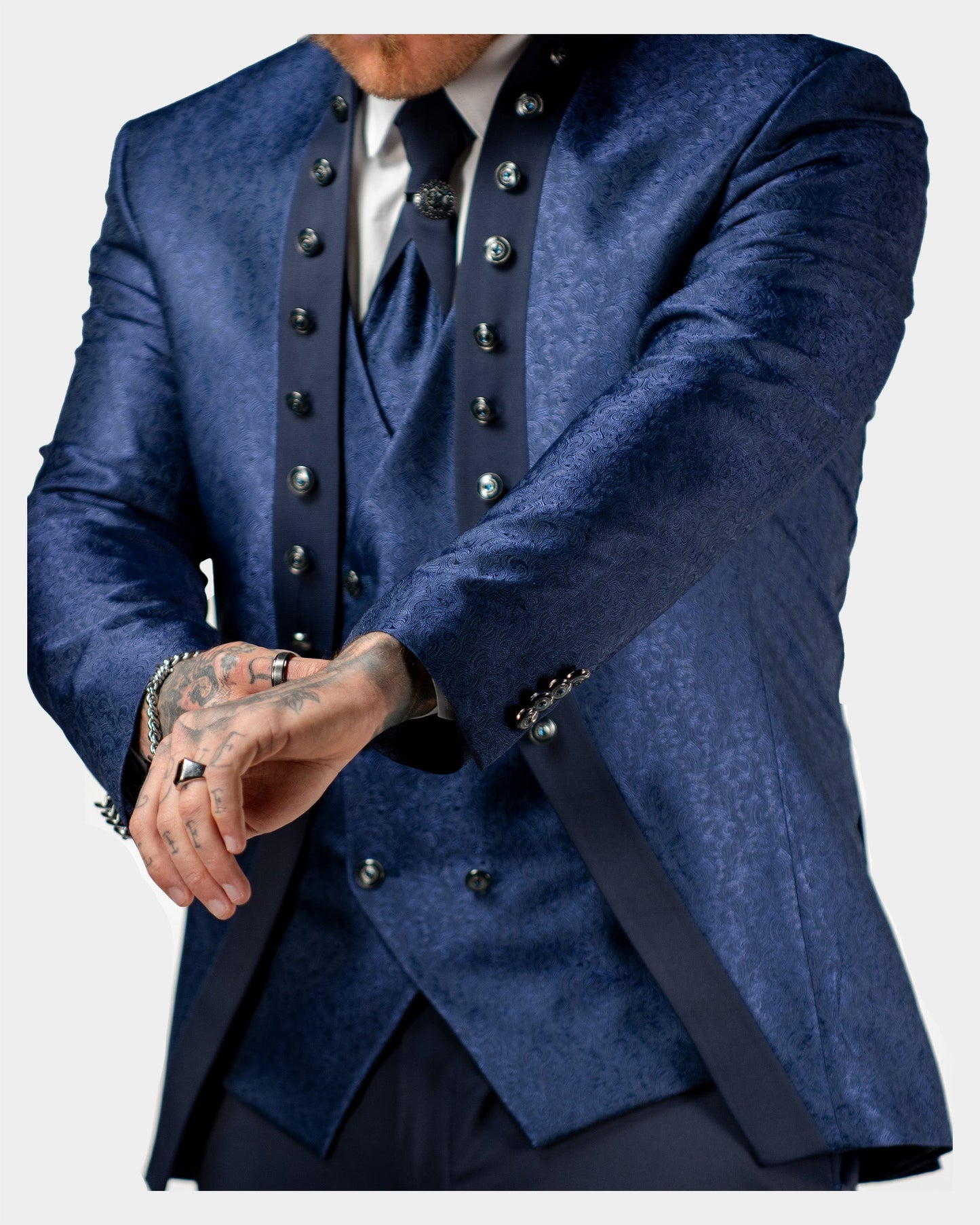 Alistair | Royal Blue Damask 3-Piece Slim-Fit Western Tuxedo