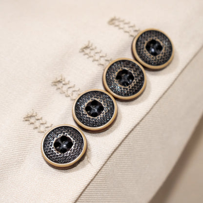 Men's Beige 3-Piece Suit With Double-Breasted Vest