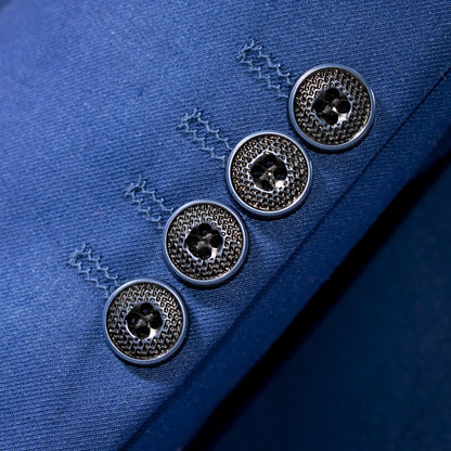 Men's Ink Blue 3-Piece Suit With Double-Breasted Vest