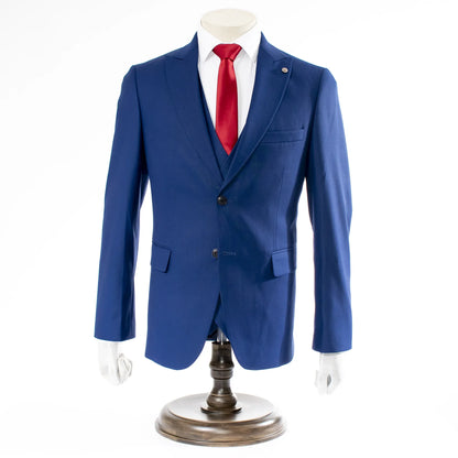 Men's Ink Blue 3-Piece Suit With Double-Breasted Vest