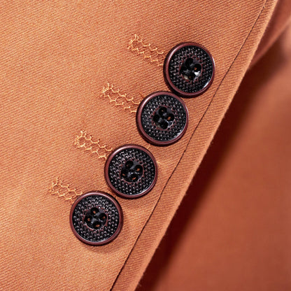 Men's Rust Brown 3-Piece Suit With Double-Breasted Vest