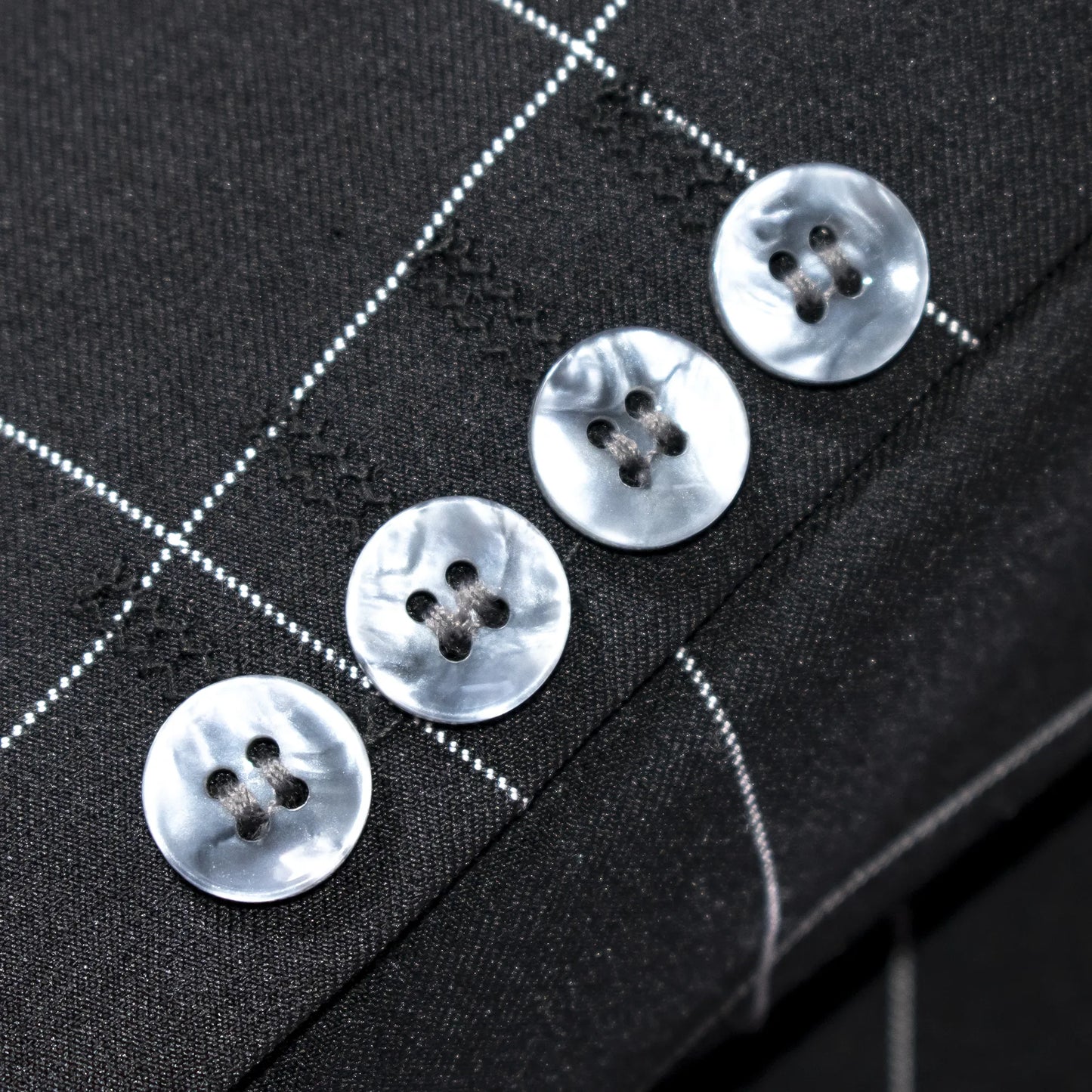 Men's Black Checked 3-Piece Tailored-Fit Suit - Button Cuffs