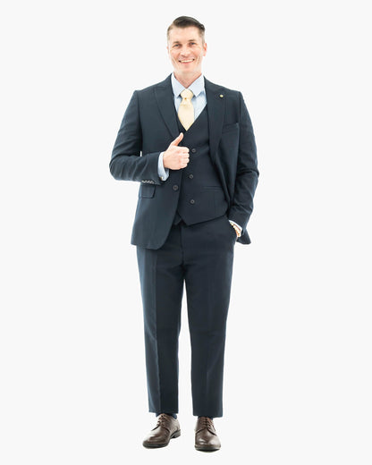 Navy Pebbled  3-Piece Tailored-Fit Suit