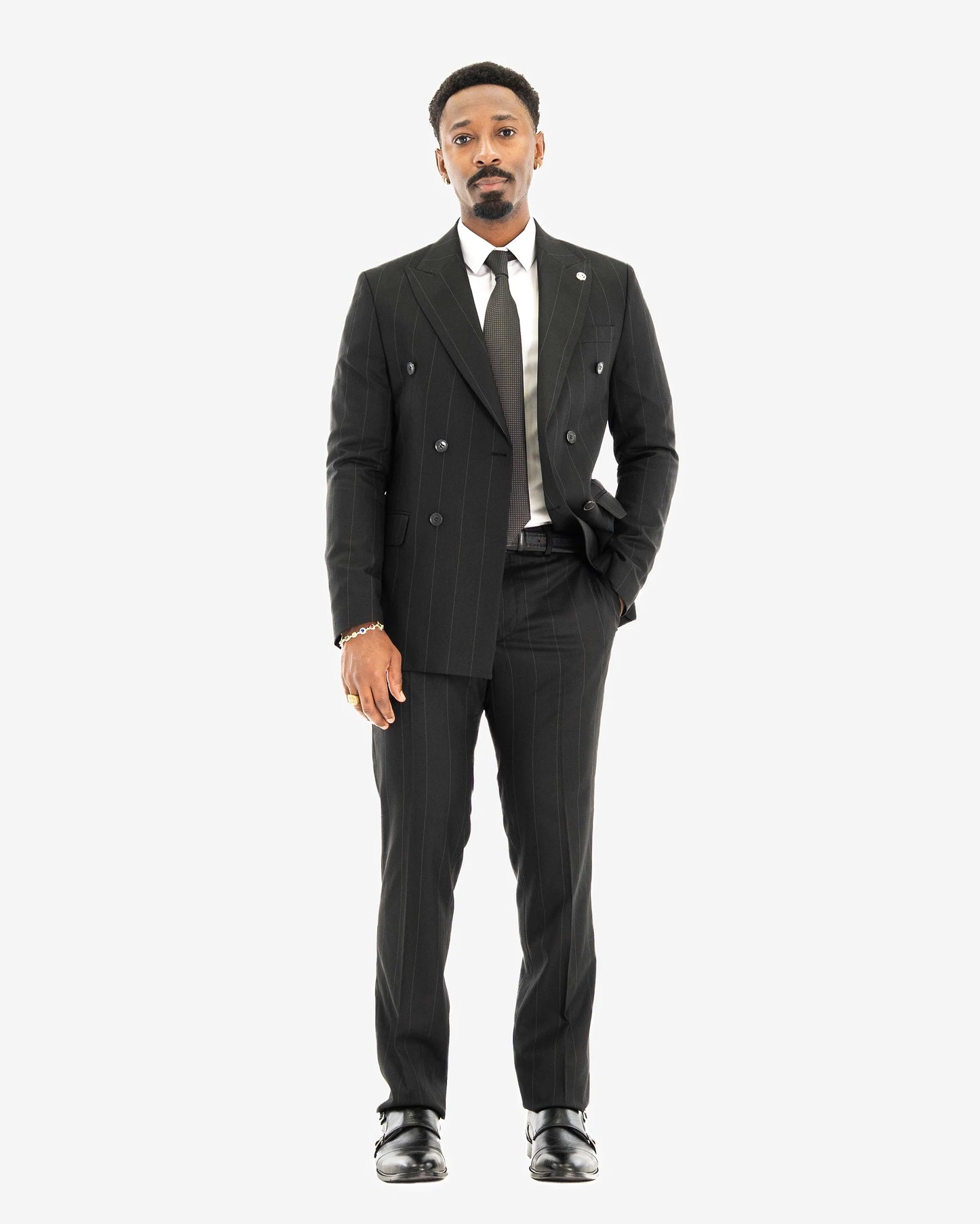 Archer | Pinstriped 2-Piece Double-Breasted Tailored-Fit Suit