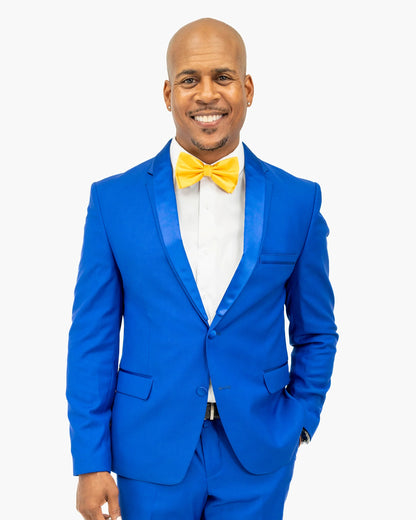 Solid Blue Vintage 2-Piece Slim-Fit Tuxedo With Combination Lapels