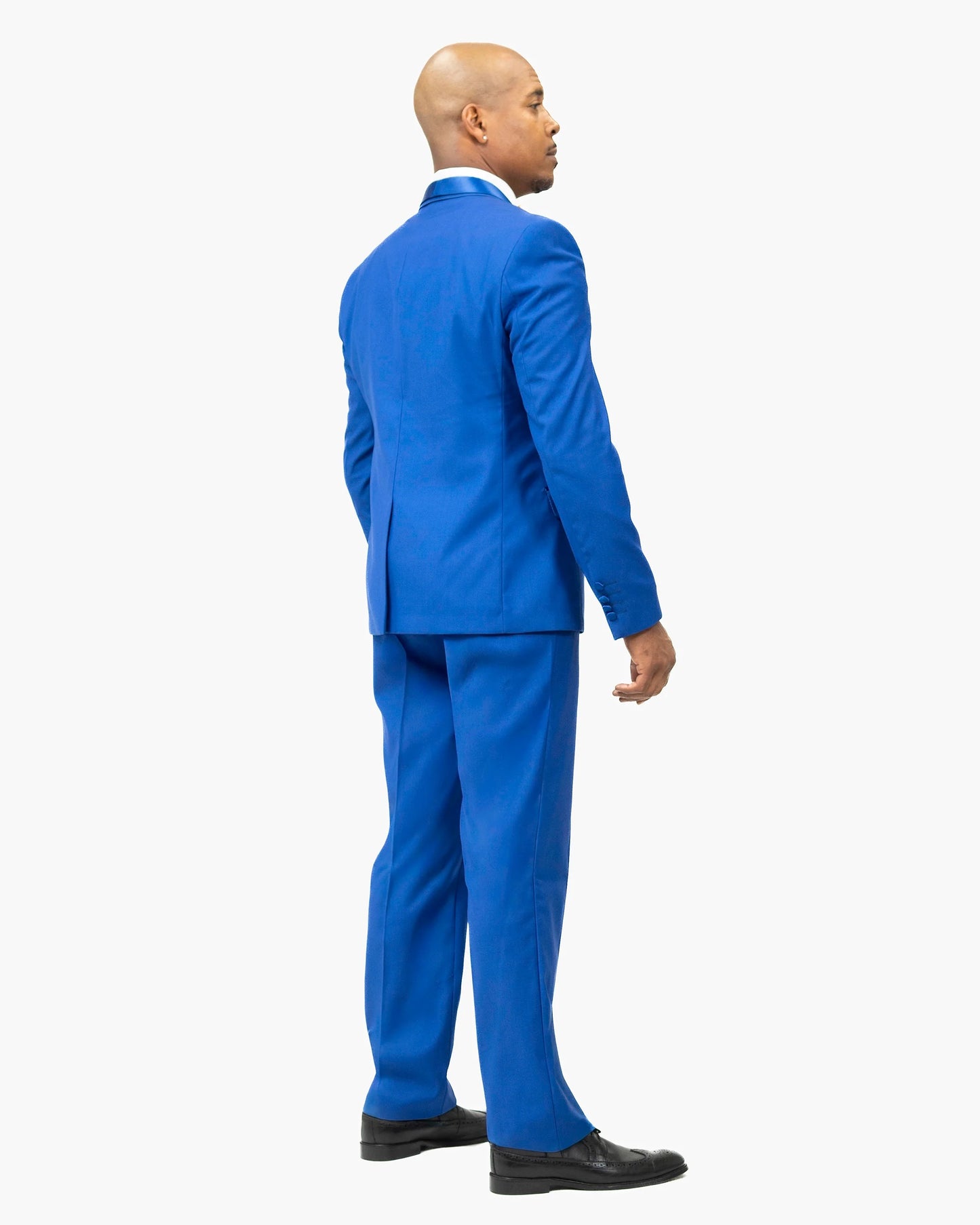 Solid Blue Vintage 2-Piece Slim-Fit Tuxedo With Combination Lapels