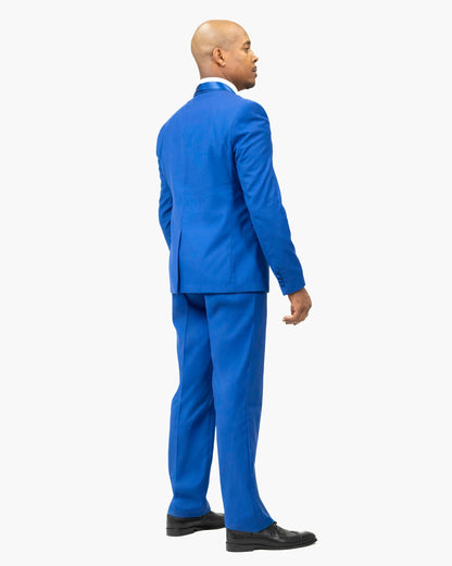 Solid Blue Vintage 2-Piece Slim-Fit Tuxedo With Combination Lapels