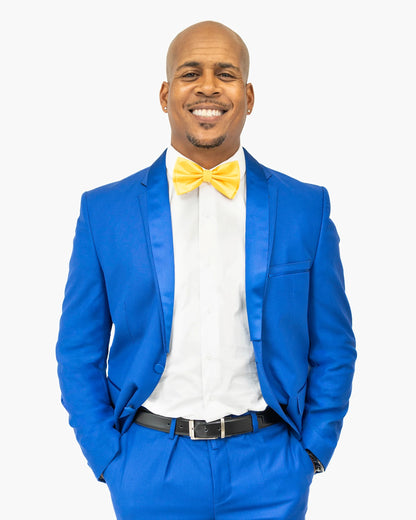 Solid Blue Vintage 2-Piece Slim-Fit Tuxedo With Combination Lapels