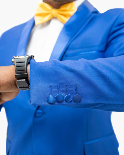 Solid Blue Vintage 2-Piece Slim-Fit Tuxedo With Combination Lapels