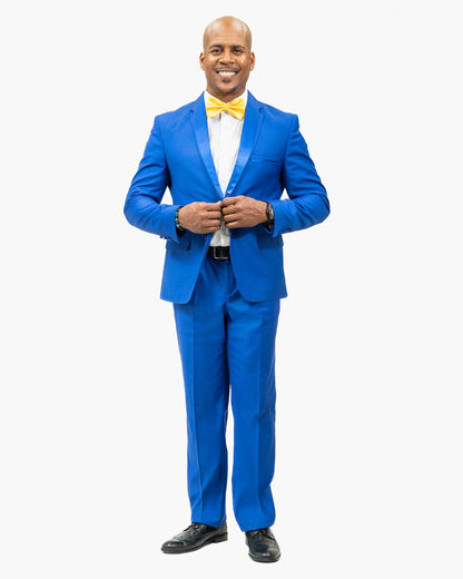 Solid Blue Vintage 2-Piece Slim-Fit Tuxedo With Combination Lapels