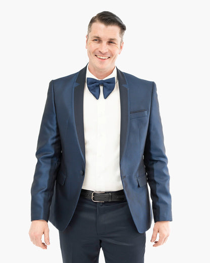 Navy Blue Microcheck 2-Piece Slim-Fit Tuxedo