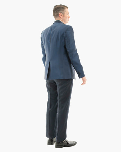 Navy Blue Microcheck 2-Piece Slim-Fit Tuxedo