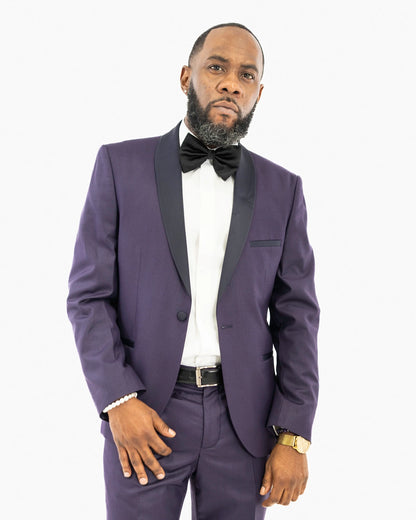 Eggplant Solid 2-Piece Slim-Fit  Tuxedo